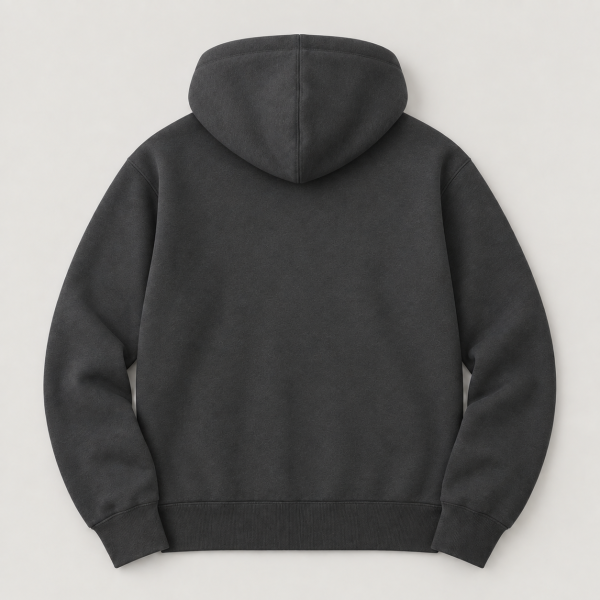 Zip Hoodie Charcoal Back