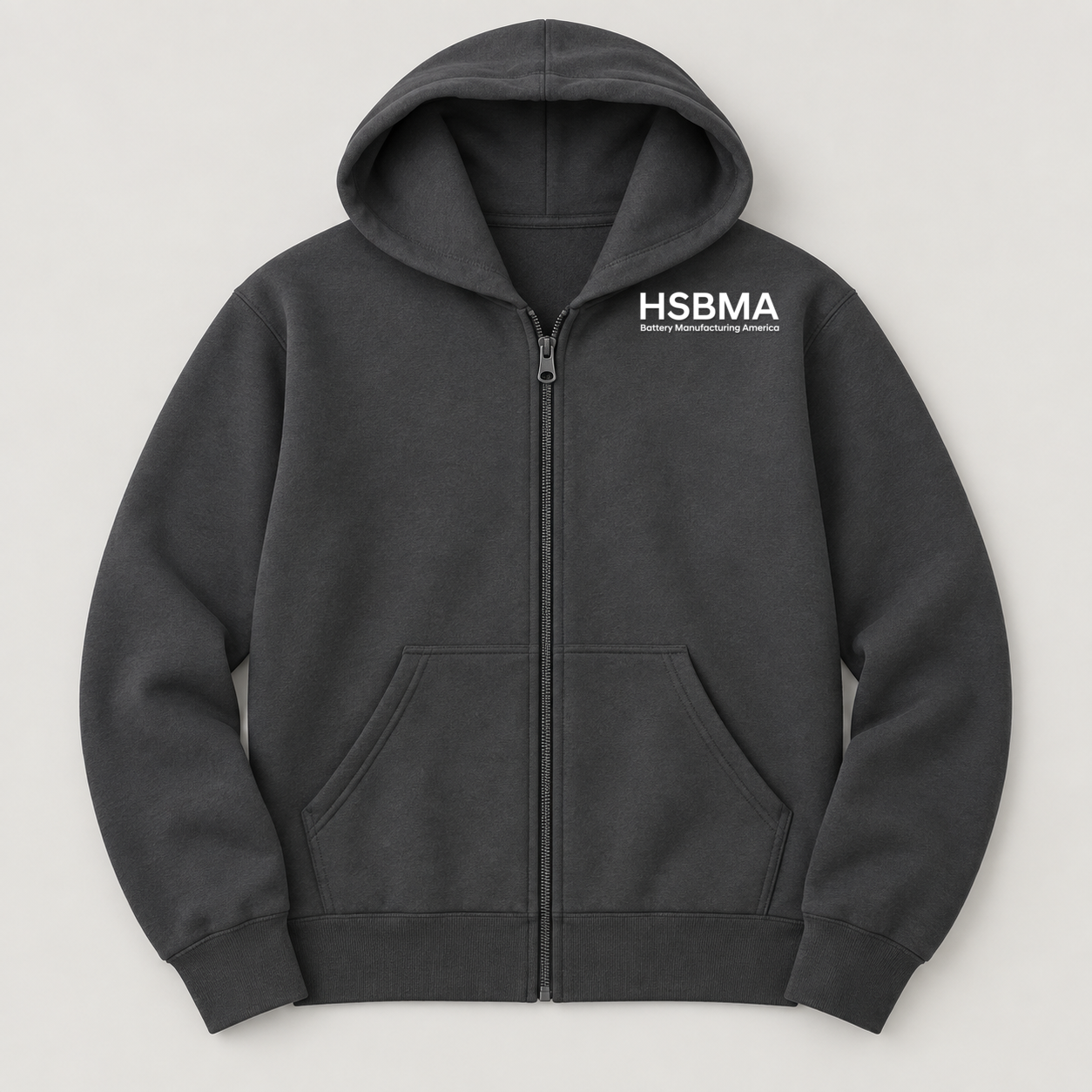 Zip Hoodie Charcoal Front